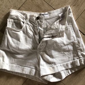 American Apparel White High Waisted Denim Shorts